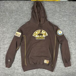 Majestic Boston Bruins Vintage Hockey Collection Brown Hoodie Mens XL